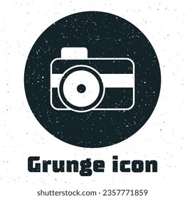 Grunge Photo camera for diver icon isolated on white background. Foto camera icon. Diving underwater equipment. Monochrome vintage drawing. Vector