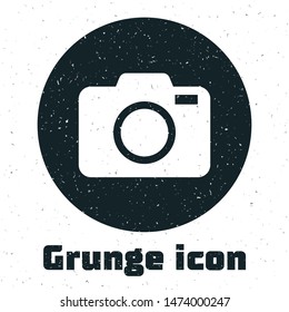 Grunge Photo camera icon isolated on white background. Foto camera icon.  Vector Illustration