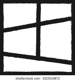 Grunge photo collage. Square background with frames painted with brush. Watercolor, sketch, paint. Vector illustration.
