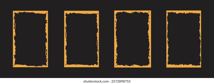 Grunge photo frame template collection. Grunge border set. Vector grunge yellow frame with black background for your text.	