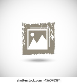 Grunge Photo icon flat, vector
