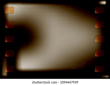 Grunge photographic film frame burned. Old vintage 35 mm film background with space for text. Old filmstrip. Movie ending frame. Vector illustration