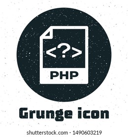Grunge PHP file document. Download php button icon isolated on white background. PHP file symbol.  Vector Illustration