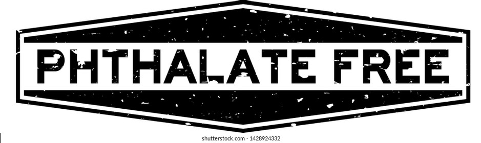 Grunge phthalate free word hexagon rubber seal stamp on white background