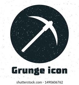 Grunge Pickaxe icon isolated on white background. Blockchain technology, cryptocurrency mining, bitcoin, digital money market, cryptocoin wallet.  Vector Illustration