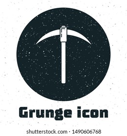 Grunge Pickaxe icon isolated on white background. Blockchain technology, cryptocurrency mining, bitcoin, digital money market, cryptocoin wallet.  Vector Illustration