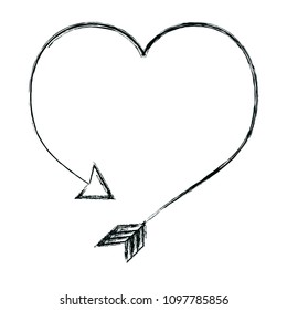grunge pictogram arrow heart sign icon