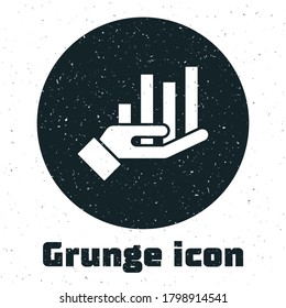 Grunge Pie chart infographic icon isolated on white background. Diagram chart sign. Monochrome vintage drawing. Vector Illustration
