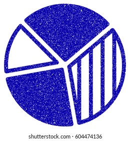 Grunge Pie Chart rubber seal stamp watermark. Icon symbol with grunge design and dust texture. Unclean vector blue sign.