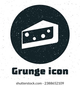 Grunge Stück Kuchen Symbol einzeln auf weißem Hintergrund. Alles Gute zum Geburtstag! Einfarbige Vintage-Zeichnung. Vektorgrafik