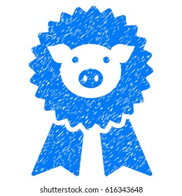 Grunge Pig Award Seal rubber seal stamp watermark. Icon symbol with grunge design and scratched texture. Unclean vector blue sticker.