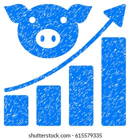 Grunge Pig Growing Chart rubber seal stamp watermark. Icon symbol with grunge design and dirty texture. Unclean vector blue emblem.
