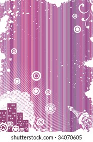 Grunge pink background with urban elements