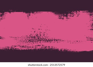 Grunge pink banner on purple background with place for text. Dirty grungy backdrop