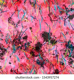 Grunge pink seamless texture from blots and fibers. Abstract vector background for web page, banners backdrop, fabric, home decor, wrapping