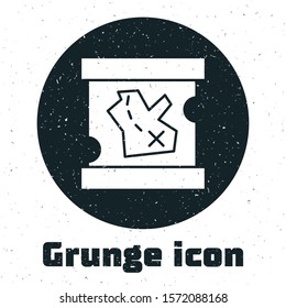 Grunge Pirate treasure map icon isolated on white background.  Vector Illustration