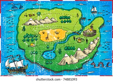 9,563 Cartoon island map Images, Stock Photos & Vectors | Shutterstock