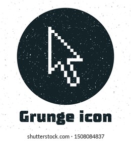 Grunge Pixel arrow cursor icon isolated on white background.  Vector Illustration