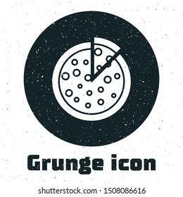 Grunge Pizza icon isolated on white background.  Vector Illustration