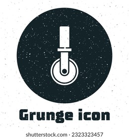 Grunge Pizza knife icon isolated on white background. Pizza cutter sign. Steel kitchenware equipment. Monochrome vintage drawing. Vector
