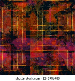 Grunge plaid seamless texture. Abstract vector background for web page, banners backdrop, fabric, home decor, wrapping