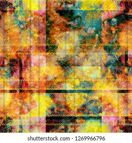 Grunge plaid seamless texture. Abstract vector background for web page, banners backdrop, fabric, home decor, wrapping