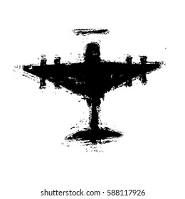 grunge plane bomber, vector design element
