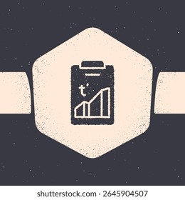 Grunge Planet earth melting to global warming icon isolated on grey background. Ecological problems and solutions - thermometer. Monochrome vintage drawing. Vector