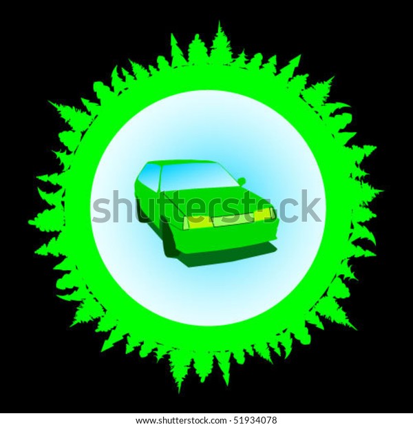 Grunge Planet,
green car. vector
illustration