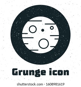 Grunge Planet Mars icon isolated on white background.  Vector Illustration