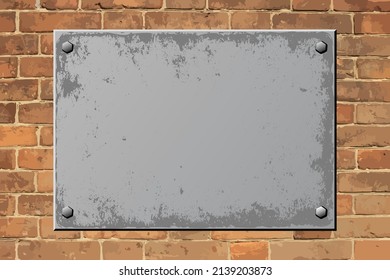 Grunge Plaque On Brick Wall