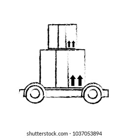 grunge platform trolleys with close boxes packages