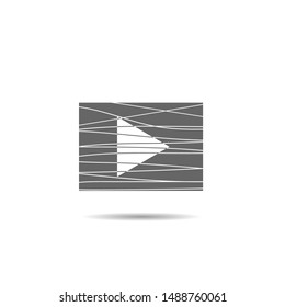 Grunge Play button. Triangle sign, multimedia button template Vector illustration