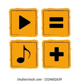 Grunge play music vector icon.