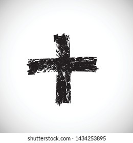 Grunge plus sign. Cross symbol .Vector