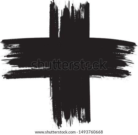 Grunge plus sign. Cross symbol .Vector