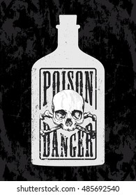 Grunge poison bottle with skull and bones label