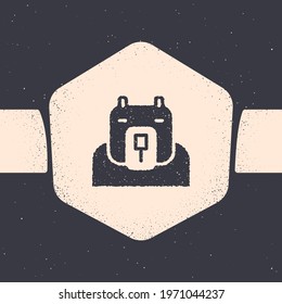 Grunge Polar bear head icon isolated on grey background. Monochrome vintage drawing. Vector