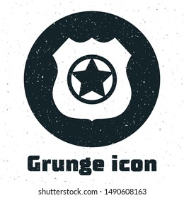 Grunge Police badge icon isolated on white background. Sheriff badge sign.  Vector Illustration