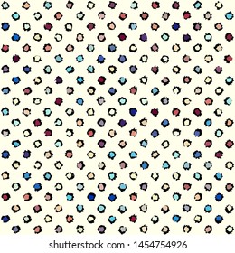 Grunge polka dot pattern on white background. Vector seamless image.