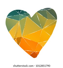 Grunge polygonal Valentines heart isolated on white background. Design element for greeting cards and holiday decorations. Valentines Day illustration.