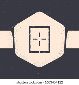 Grunge Portable video game console icon isolated on grey background. Gamepad sign. Gaming concept. Monochrome vintage drawing. Vector Illustration