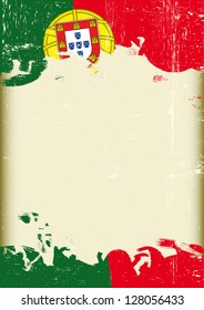 Grunge Portugal flag. A poster with a large scratched frame and a grunge portugal flag for your publicity.