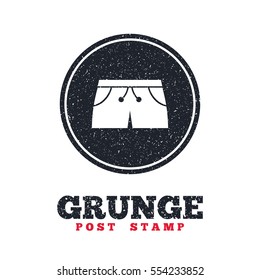 Grunge post stamp. Circle banner or label. Women's sport shorts sign icon. Clothing symbol. Dirty textured web button. Vector