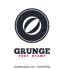 Grunge post stamp. Circle banner or label. Beach ball sign icon. Water ball. Dirty textured web button. Vector