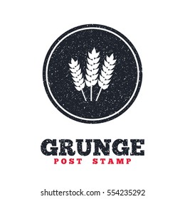 Grunge post stamp. Circle banner or label. Agricultural sign icon. Gluten free or No gluten symbol. Dirty textured web button. Vector