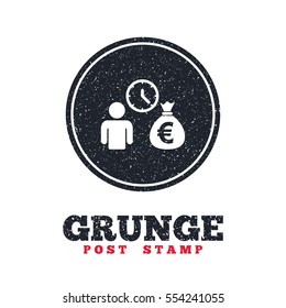 Grunge post stamp. Circle banner or label. Bank loans sign icon. Get money fast symbol. Borrow money. Dirty textured web button. Vector