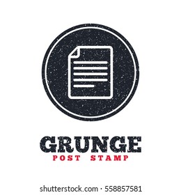 Grunge post stamp. Circle banner or label. File document icon. Download doc button. Doc file symbol. Dirty textured web button. Vector