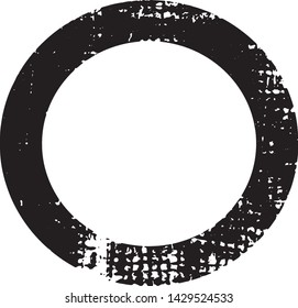 Grunge Post Stamp. Circle, Round Banner, Insignia, Logo, Icon, Label or Badge. Vector Distressed Texture. Blank Shape. Vector Illustration. Black circle isolated on white. EPS10.