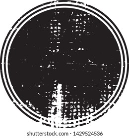 Grunge Post Stamp. Circle, Round Banner, Insignia, Logo, Icon, Label or Badge. Vector Distressed Texture. Blank Shape. Vector Illustration. Black circle isolated on white. EPS10.